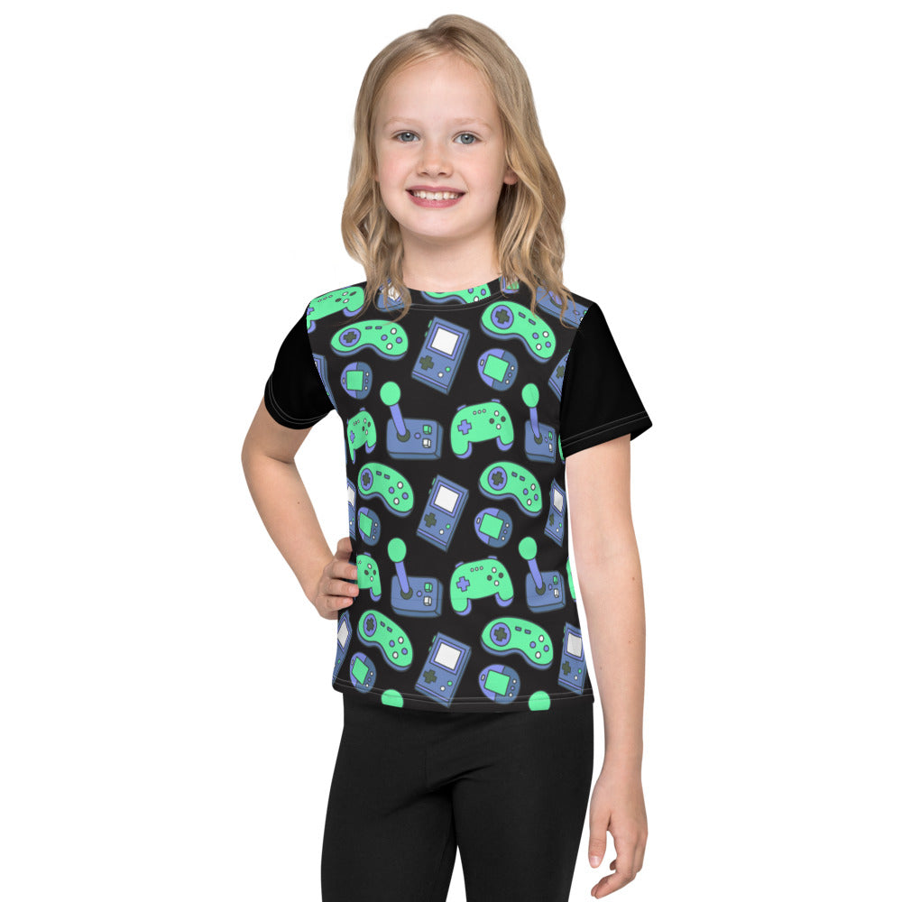 Retro Gaming Dark Kids crew neck t-shirt RetroWebShop