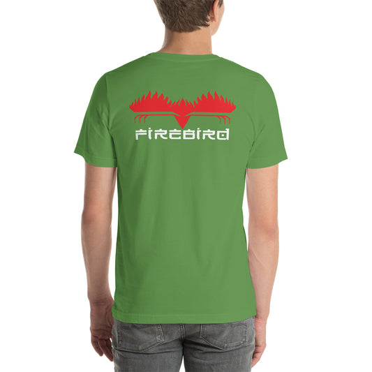 Firebird Witte letters op de achterkant Unisex T-shirt met korte mouwen