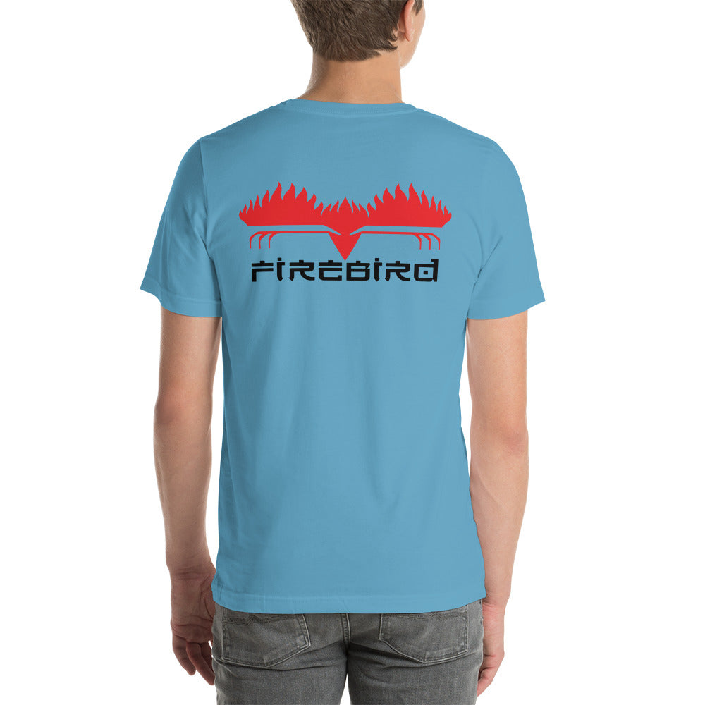 Firebird Zwarte letters op de achterkant Unisex T-shirt met korte mouwen