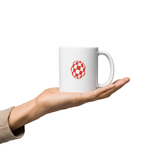 Weiße glänzende Tasse Boing Ball