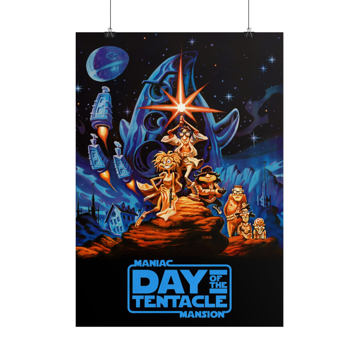 Day of the Tentacle - Star Wars Parodie (blauw logo) - Poster Printify