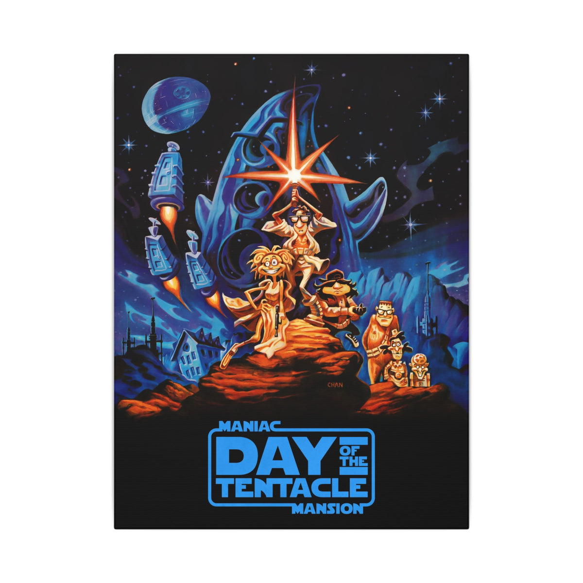 Day of the Tentacle - Star Wars Parodie (blauw logo) - Canvas Printify