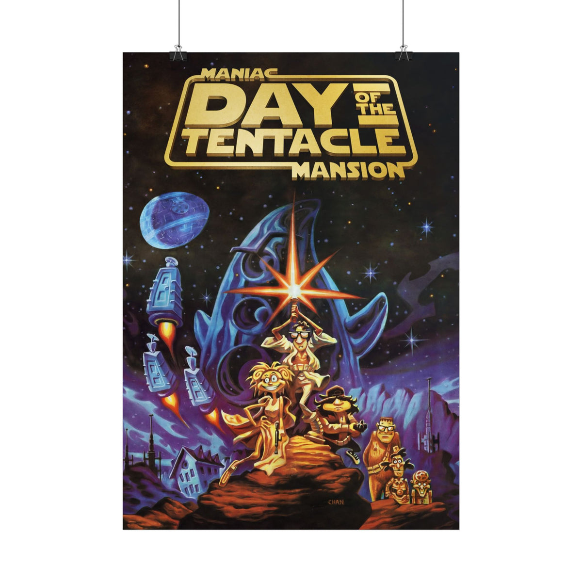 Day of the Tentacle - Star Wars Parodie (goud logo) - Poster Printify