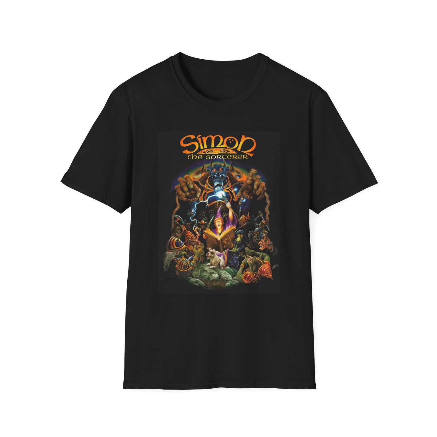T-Shirt — "Simon the Sorcerer" Retro Fantasy Graphic Tee Printify