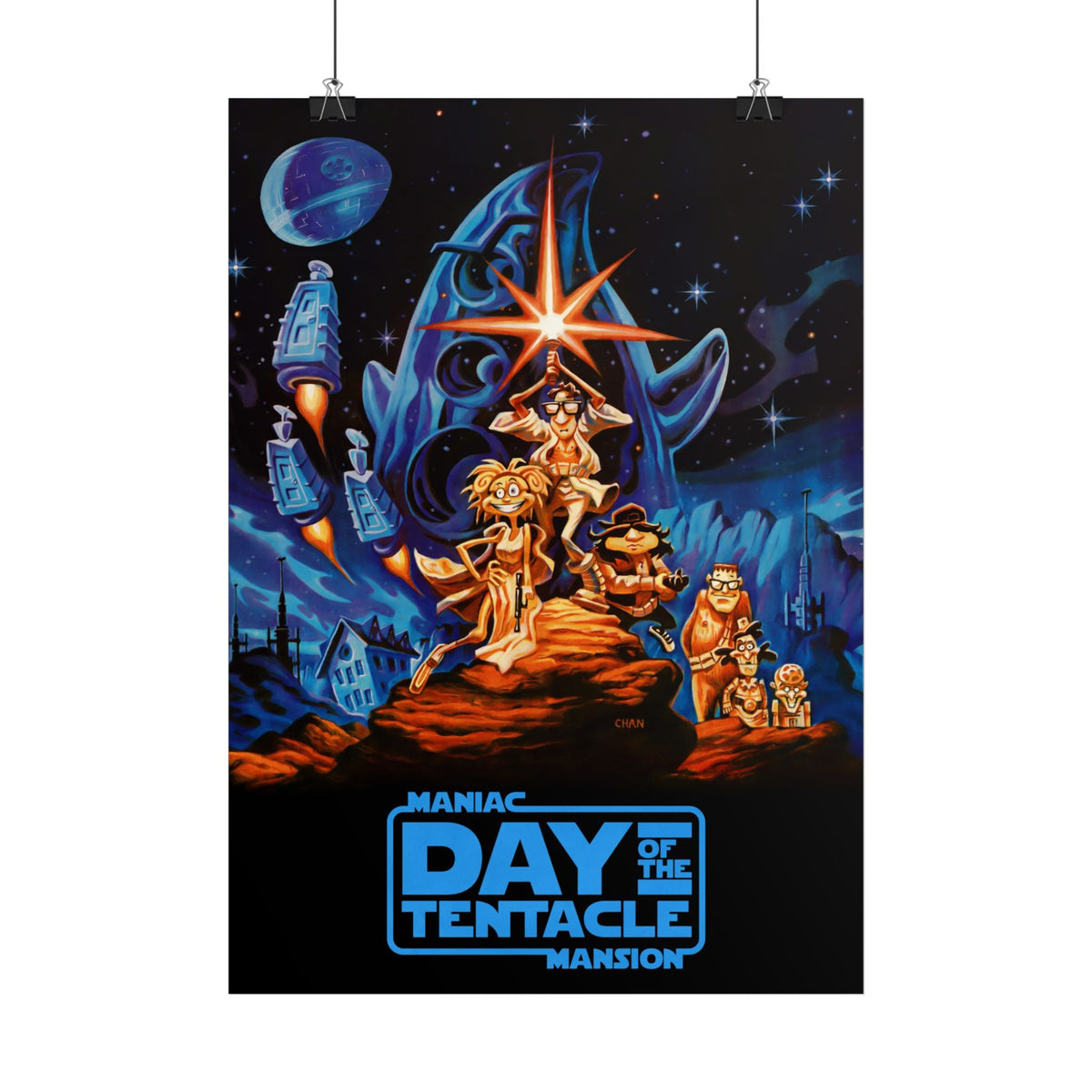 Day of the Tentacle - Star Wars Parodie (blauw logo) - Poster Printify