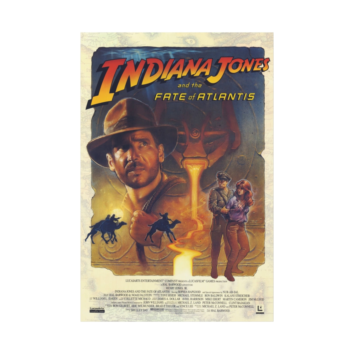 Indiana Jones Matte Canvas Fate of Atlantis Art Print